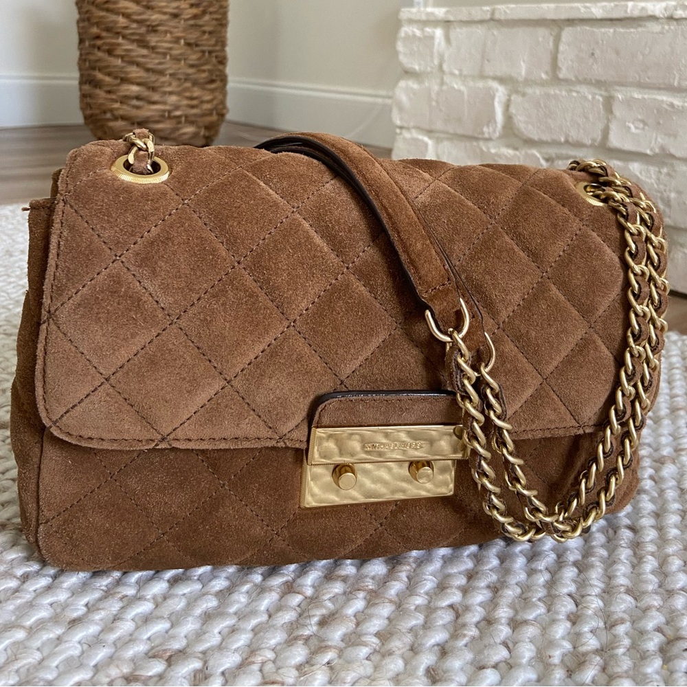 Authentic Michael Kors Suede Quilted Chain Bag